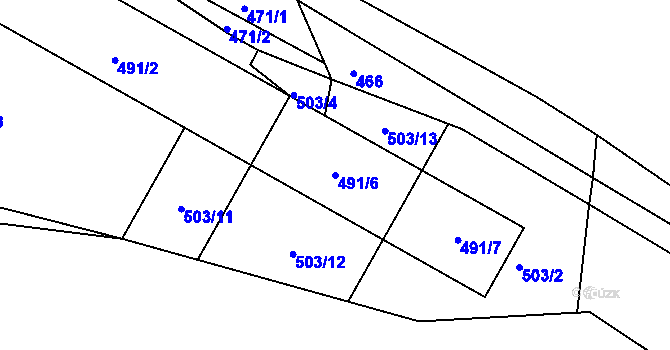 Parcela st. 491/6 v KÚ Haklovy Dvory, Katastrální mapa