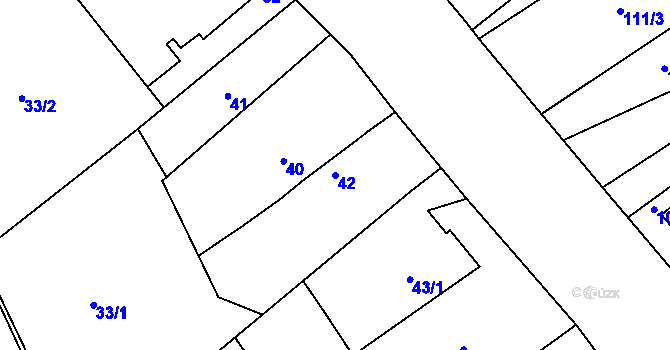Parcela st. 42 v KÚ Halámky, Katastrální mapa