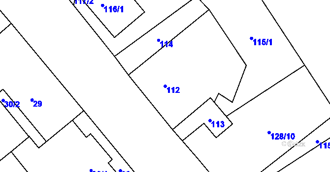 Parcela st. 112 v KÚ Halámky, Katastrální mapa