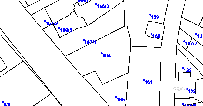 Parcela st. 164 v KÚ Halámky, Katastrální mapa