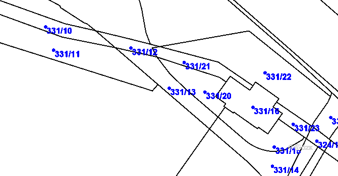 Parcela st. 331/13 v KÚ Halámky, Katastrální mapa