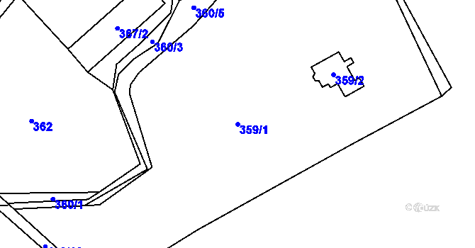 Parcela st. 359/1 v KÚ Halámky, Katastrální mapa