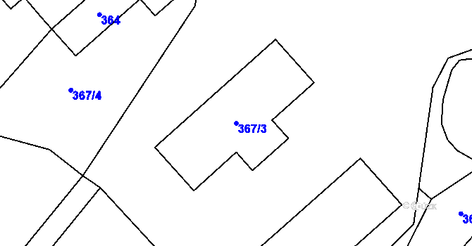 Parcela st. 367/3 v KÚ Halámky, Katastrální mapa