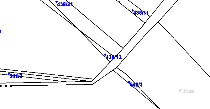 Parcela st. 438/12 v KÚ Halámky, Katastrální mapa