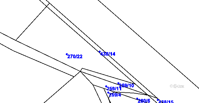 Parcela st. 438/14 v KÚ Halámky, Katastrální mapa