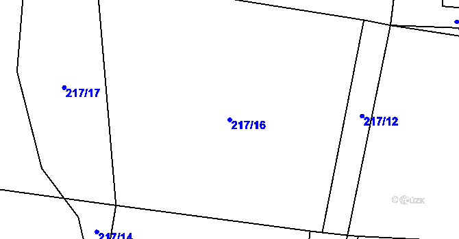 Parcela st. 217/16 v KÚ Halámky, Katastrální mapa