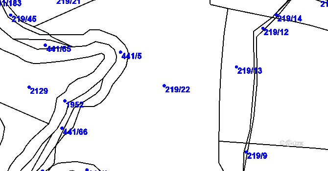 Parcela st. 219/22 v KÚ Halámky, Katastrální mapa