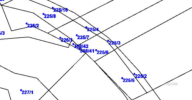 Parcela st. 225/6 v KÚ Halámky, Katastrální mapa