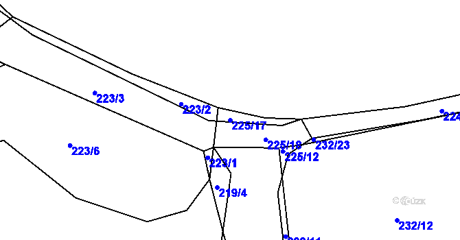 Parcela st. 225/17 v KÚ Halámky, Katastrální mapa