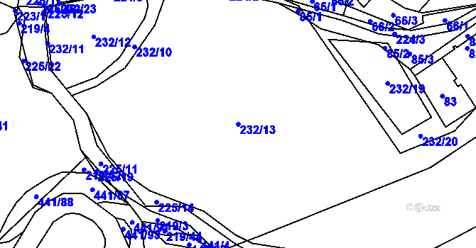 Parcela st. 232/13 v KÚ Halámky, Katastrální mapa