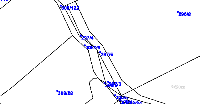Parcela st. 297/6 v KÚ Halámky, Katastrální mapa