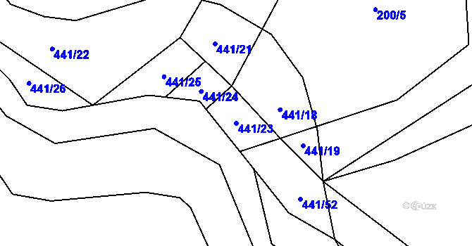 Parcela st. 441/23 v KÚ Halámky, Katastrální mapa