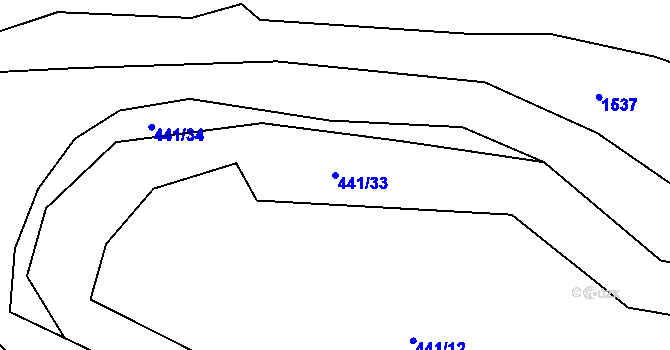 Parcela st. 441/33 v KÚ Halámky, Katastrální mapa