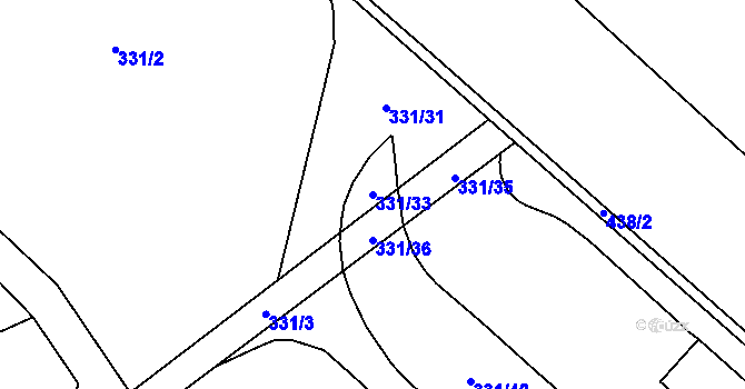 Parcela st. 331/33 v KÚ Halámky, Katastrální mapa