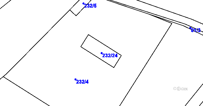 Parcela st. 232/24 v KÚ Halámky, Katastrální mapa