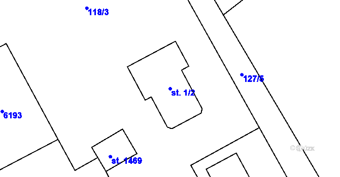 Parcela st. 1/2 v KÚ Halenkov, Katastrální mapa