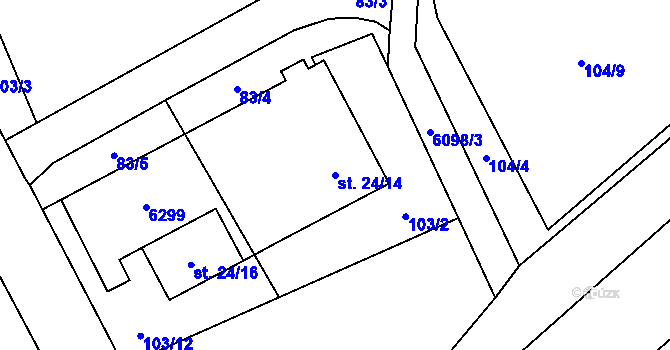 Parcela st. 24/14 v KÚ Halenkov, Katastrální mapa