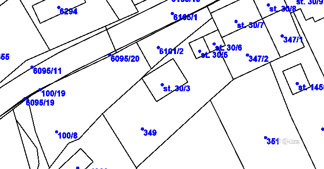 Parcela st. 30/3 v KÚ Halenkov, Katastrální mapa