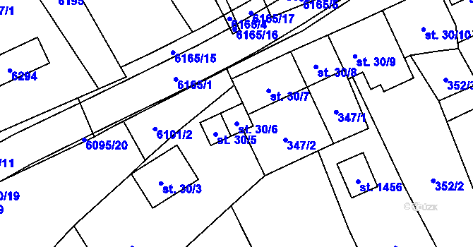 Parcela st. 30/6 v KÚ Halenkov, Katastrální mapa