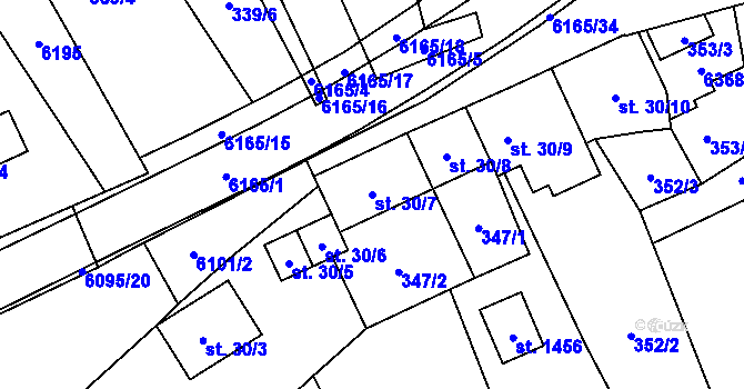 Parcela st. 30/7 v KÚ Halenkov, Katastrální mapa