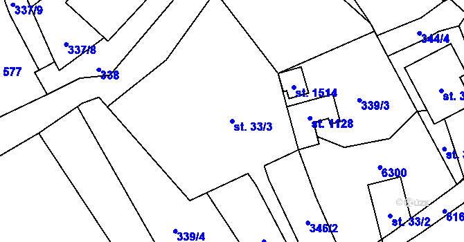 Parcela st. 33/3 v KÚ Halenkov, Katastrální mapa
