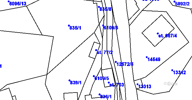 Parcela st. 77/2 v KÚ Halenkov, Katastrální mapa