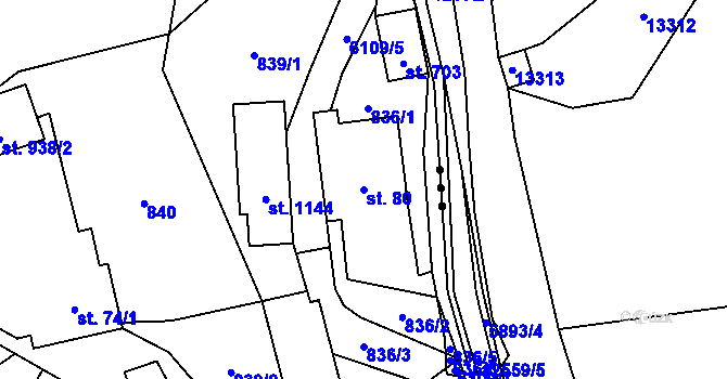 Parcela st. 80 v KÚ Halenkov, Katastrální mapa