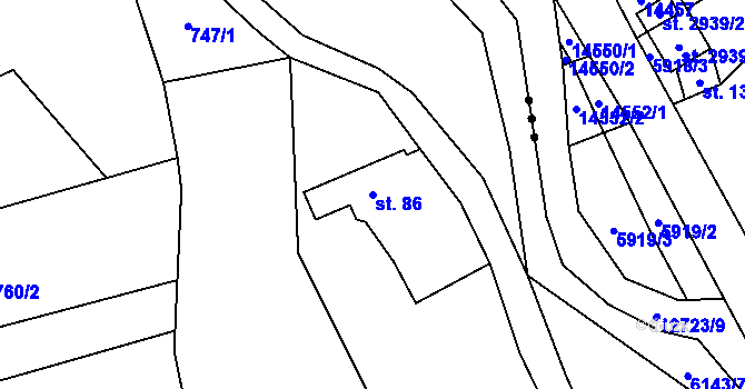 Parcela st. 86 v KÚ Halenkov, Katastrální mapa