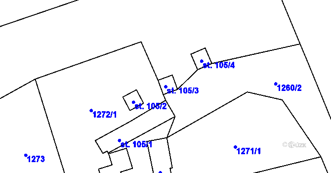 Parcela st. 105/3 v KÚ Halenkov, Katastrální mapa