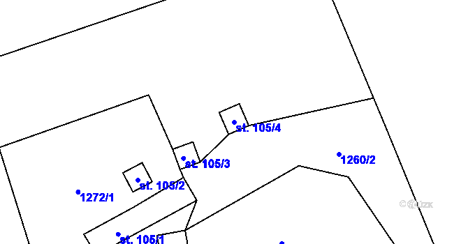 Parcela st. 105/4 v KÚ Halenkov, Katastrální mapa