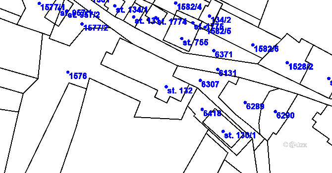 Parcela st. 132 v KÚ Halenkov, Katastrální mapa