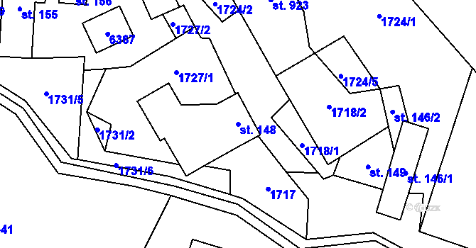 Parcela st. 148 v KÚ Halenkov, Katastrální mapa
