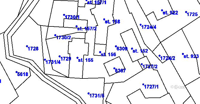 Parcela st. 156 v KÚ Halenkov, Katastrální mapa