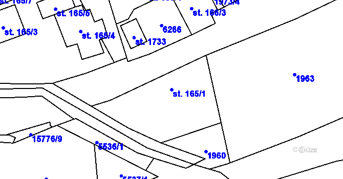 Parcela st. 165/1 v KÚ Halenkov, Katastrální mapa