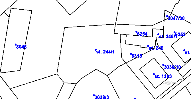 Parcela st. 244/1 v KÚ Halenkov, Katastrální mapa