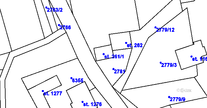Parcela st. 261/1 v KÚ Halenkov, Katastrální mapa