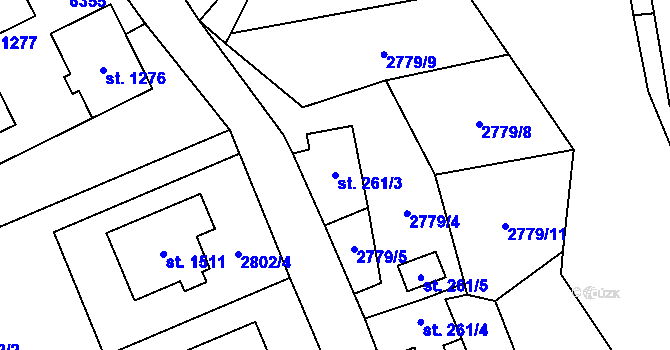 Parcela st. 261/3 v KÚ Halenkov, Katastrální mapa