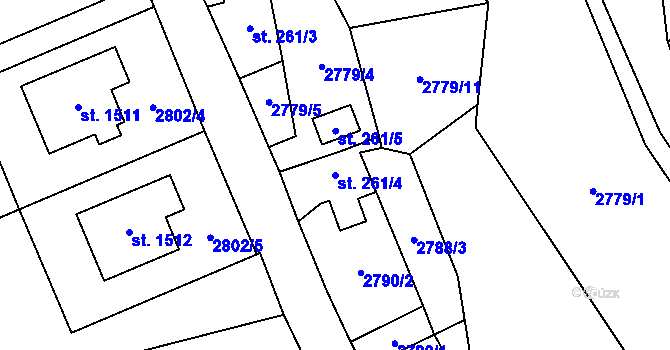 Parcela st. 261/4 v KÚ Halenkov, Katastrální mapa