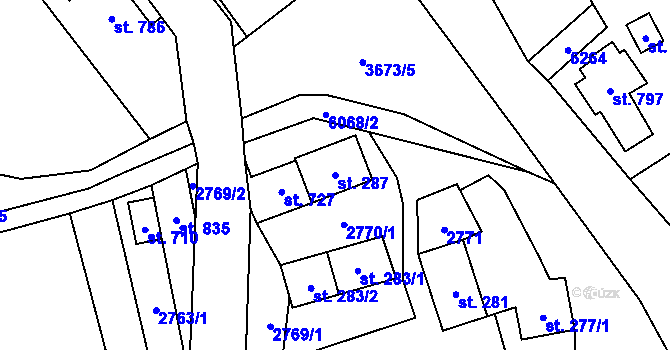 Parcela st. 287 v KÚ Halenkov, Katastrální mapa