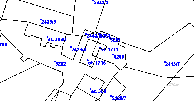 Parcela st. 309 v KÚ Halenkov, Katastrální mapa