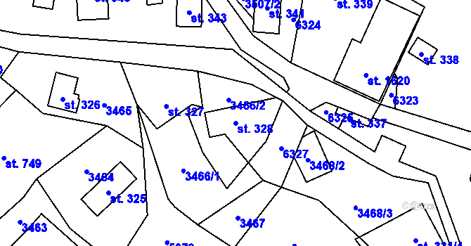 Parcela st. 328 v KÚ Halenkov, Katastrální mapa