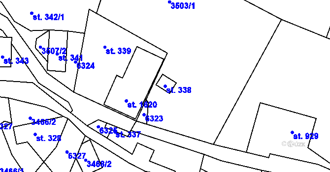 Parcela st. 338 v KÚ Halenkov, Katastrální mapa