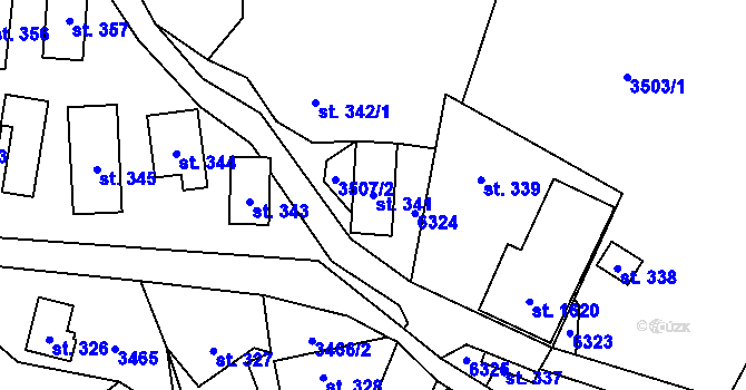 Parcela st. 341 v KÚ Halenkov, Katastrální mapa