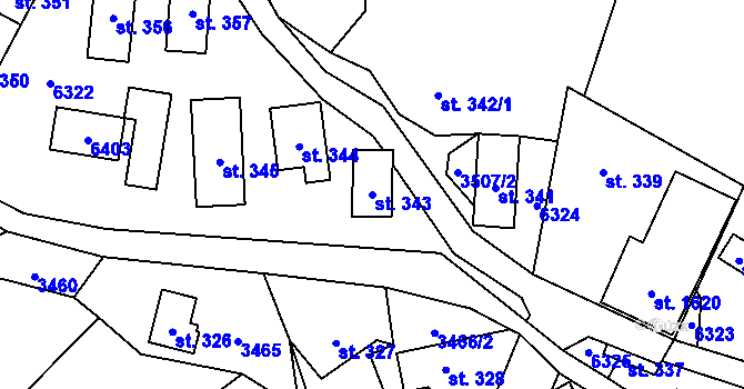 Parcela st. 343 v KÚ Halenkov, Katastrální mapa