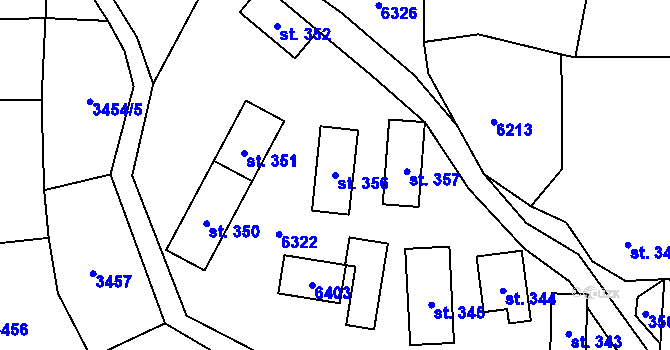 Parcela st. 356 v KÚ Halenkov, Katastrální mapa
