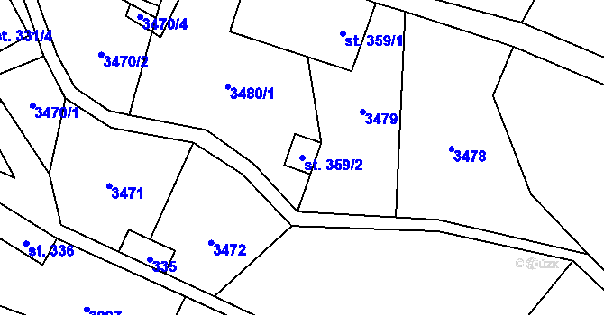 Parcela st. 359/2 v KÚ Halenkov, Katastrální mapa
