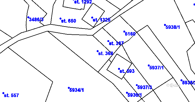 Parcela st. 368 v KÚ Halenkov, Katastrální mapa