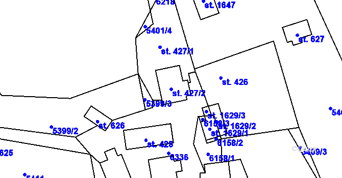Parcela st. 427/2 v KÚ Halenkov, Katastrální mapa