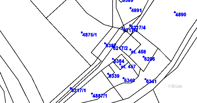 Parcela st. 455 v KÚ Halenkov, Katastrální mapa