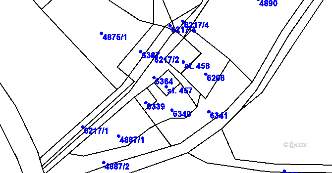 Parcela st. 457 v KÚ Halenkov, Katastrální mapa